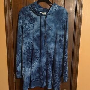 LOGO by Lori Goldstein Blue Tie-Dye Hoodie